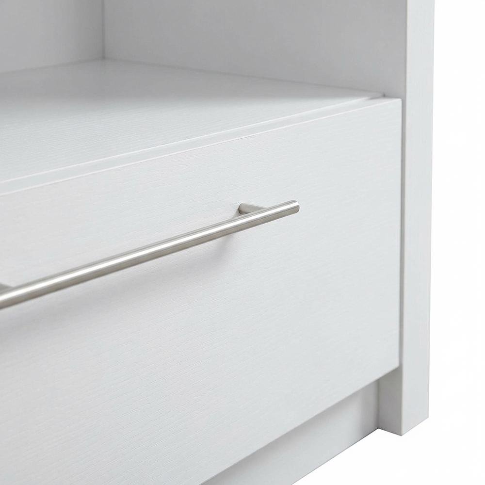 White TV Stand with Cabinets and Shelves for TVs up to 65 Inches