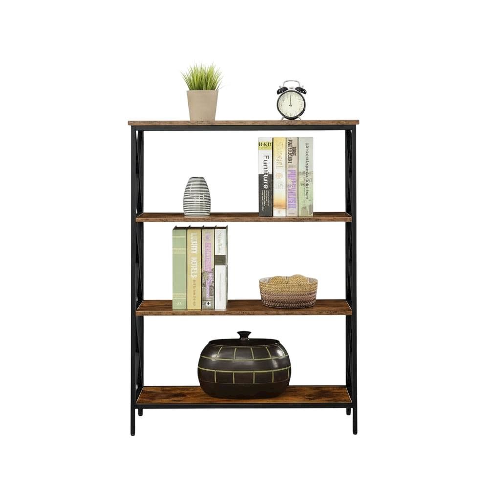 Powder Coated Metal 4-Tier Bookcase with Durable Finish for Home Office Storage