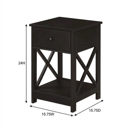 Espresso 1-Drawer End Table with Compact Square Design