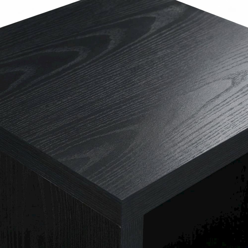 Black end table with shelf for versatile living space use