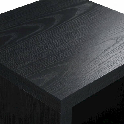 Black end table with shelf for versatile living space use