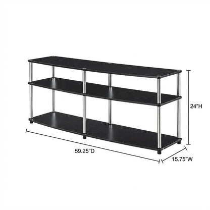 Espresso 3-Tier TV Stand, Particle Board, Steel Poles, 65-Inch Displays