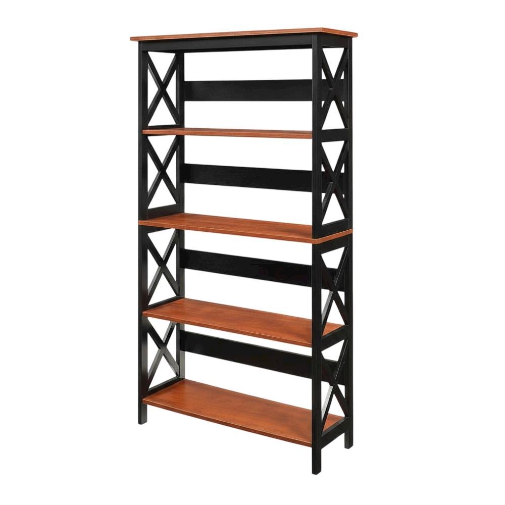 Wooden 5-Tier Bookcase with Durable Non-Lead Base Paint for Home Office Storage