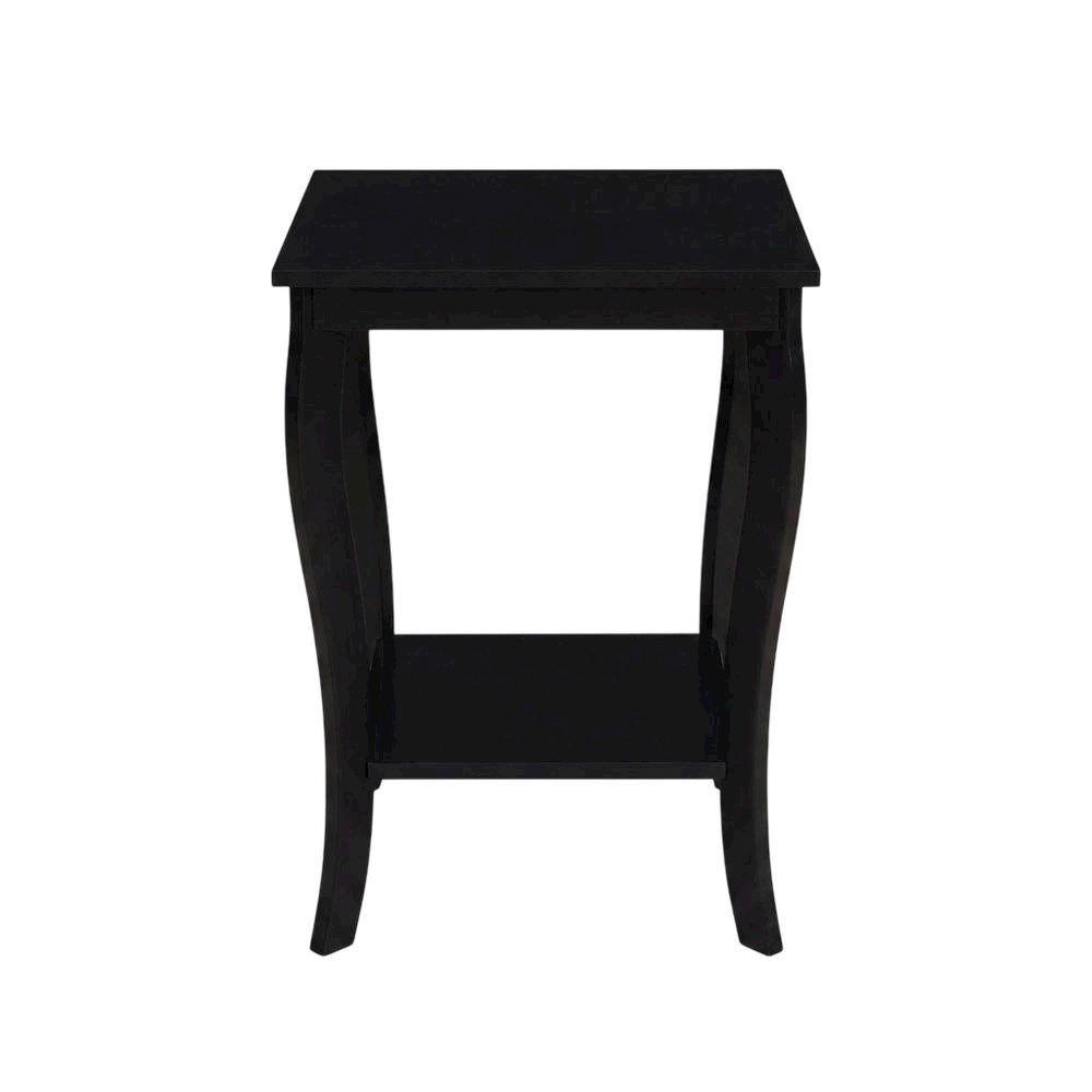 Black square end table with modern design for living room or bedroom use