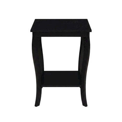 Black square end table with modern design for living room or bedroom use