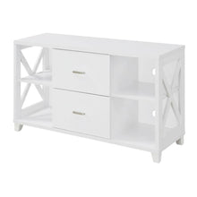 White Oxford Deluxe TV Stand, 2 Drawers, Shelves, Up to 55-Inch Screens