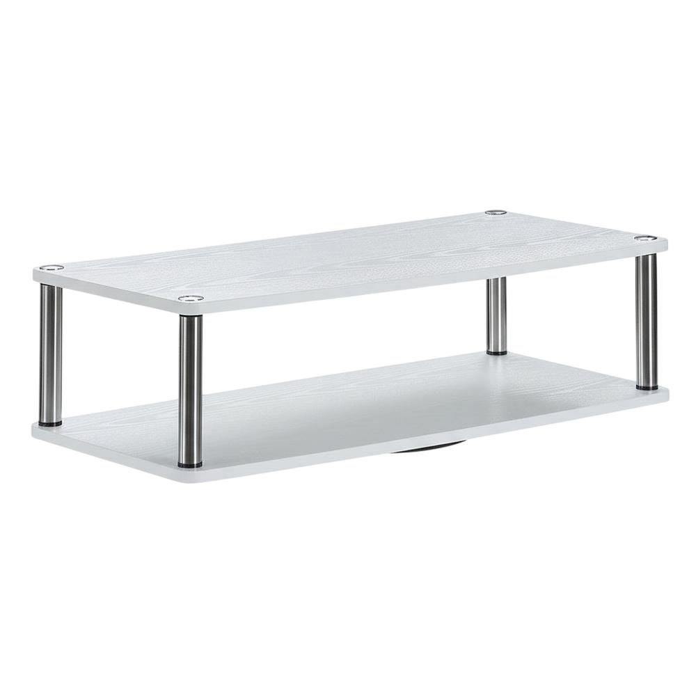 White double tier swivel TV riser, up to 37-inch screens, transitional style