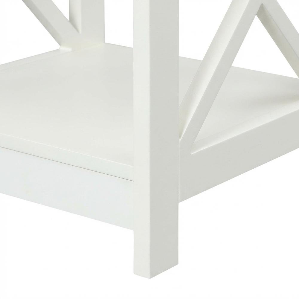 White 1-Drawer End Table with Modern Square Design