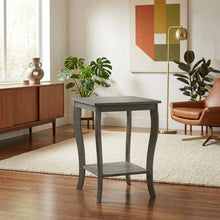 Square End Table with Wirebrush Dark Gray Finish and Modern Design