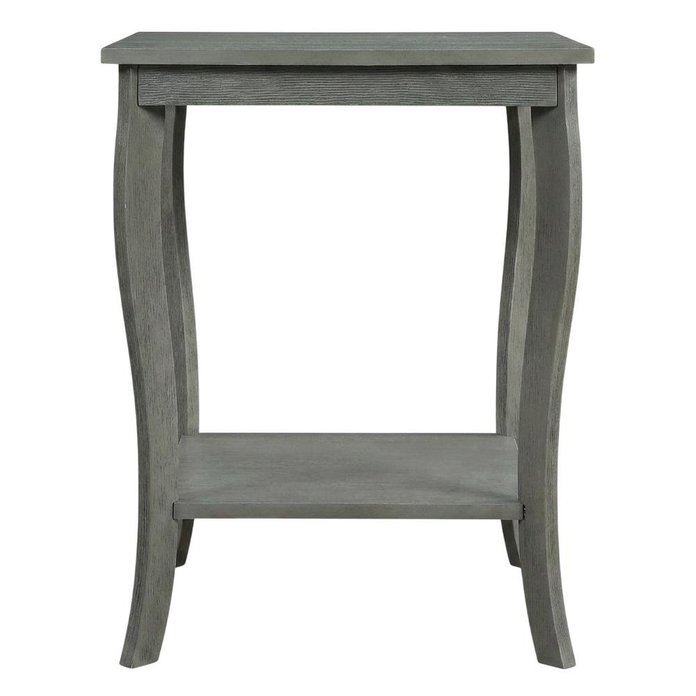 Square End Table with Wirebrush Dark Gray Finish and Modern Design