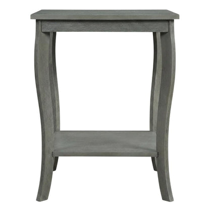Square End Table with Wirebrush Dark Gray Finish and Modern Design