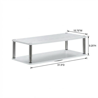 White double tier swivel TV riser, up to 37-inch screens, transitional style