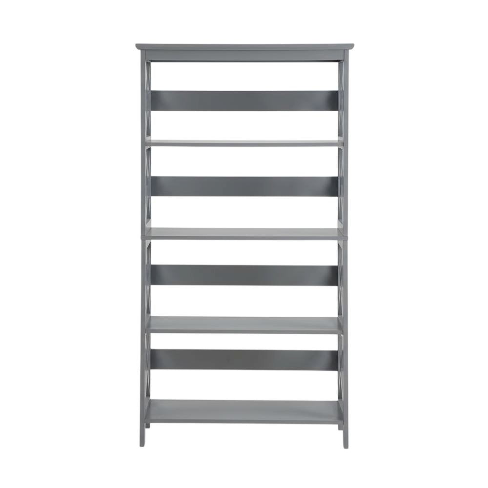 Wooden 5-Tier Bookcase in Rustic Finish with Classic Storage Design