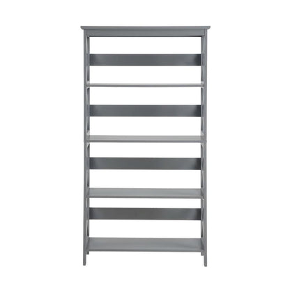 Wooden 5-Tier Bookcase in Rustic Finish with Classic Storage Design