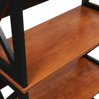 Wooden 5-Tier Bookcase with Durable Non-Lead Base Paint for Home Office Storage