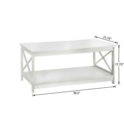 White MDF Coffee Table with Sturdy Frame and Smooth Finish for Living Room
