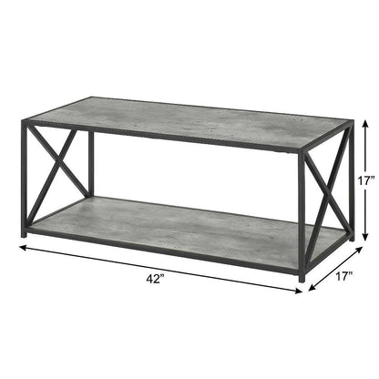 Faux Birch Coffee Table with Particle Board Top and Sturdy Frame Design