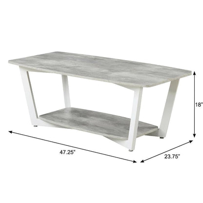Graystone Coffee Table Gray with White Frame Particle Board Surface