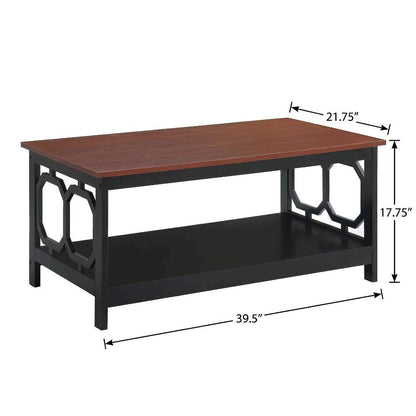 Cherry Black Coffee Table with Shelf MDF Construction Contemporary Design