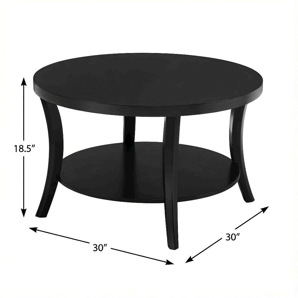 Round Classic Coffee Table with Shelf and Storage Space for Living Room