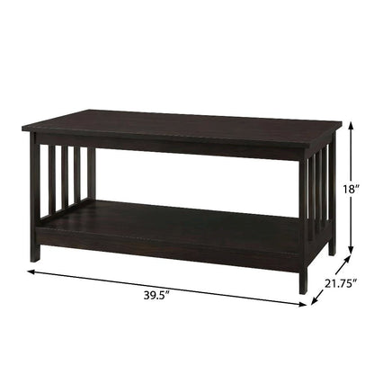 Espresso Coffee Table with MDF Top and Sturdy Frame for Living Room Use