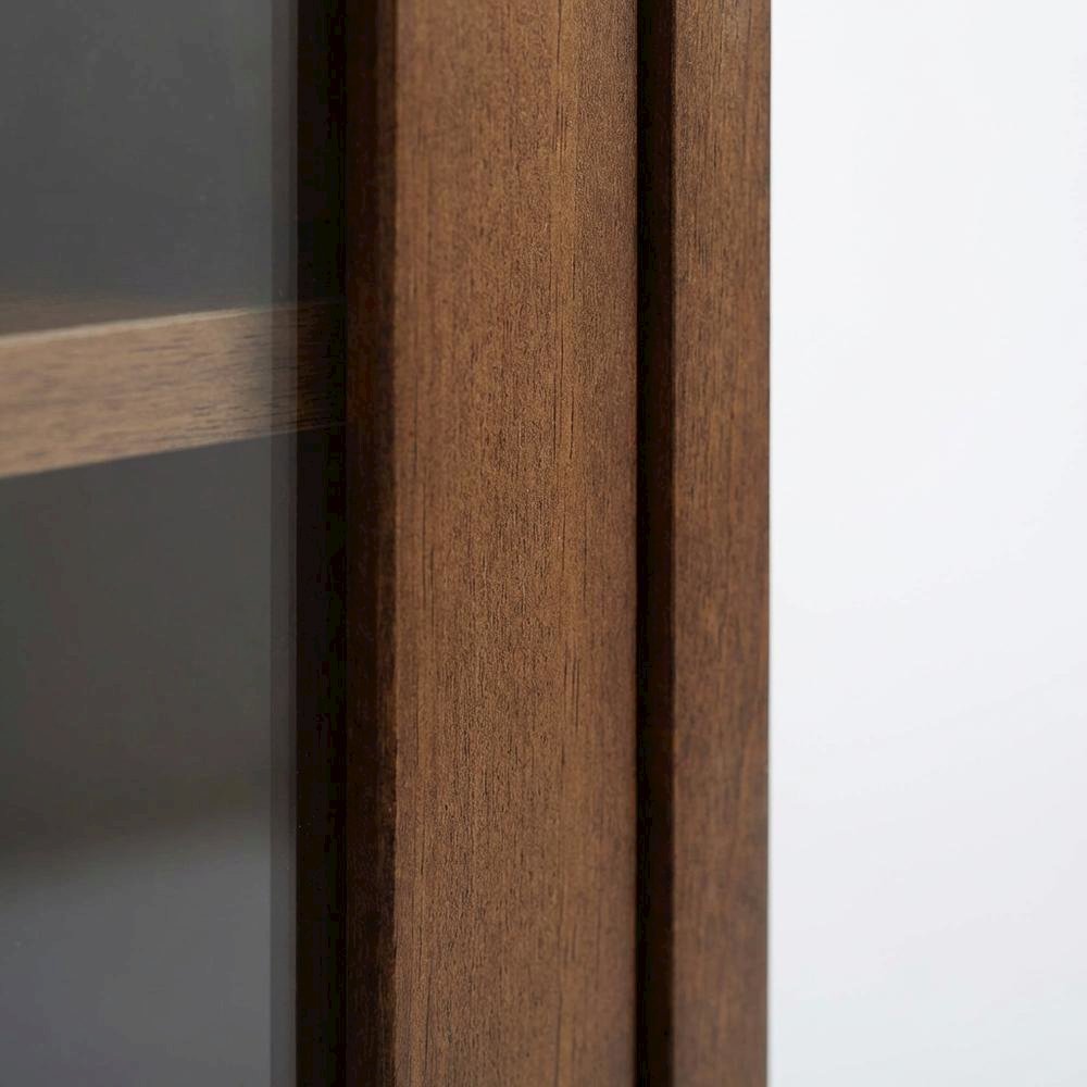 Dark Walnut TV Stand with MDF and Tempered Glass Finish for 55-Inch TVs
