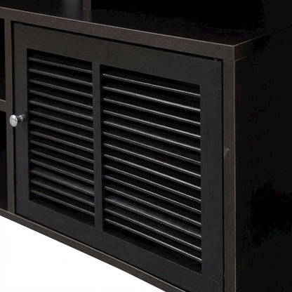 Espresso TV Stand with Bamboo Door and Melamine Veneer Finish for Flat Screens