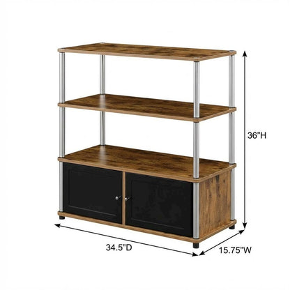 Barnwood TV Stand with Storage Cabinets and Shelves for 40-Inch TVs