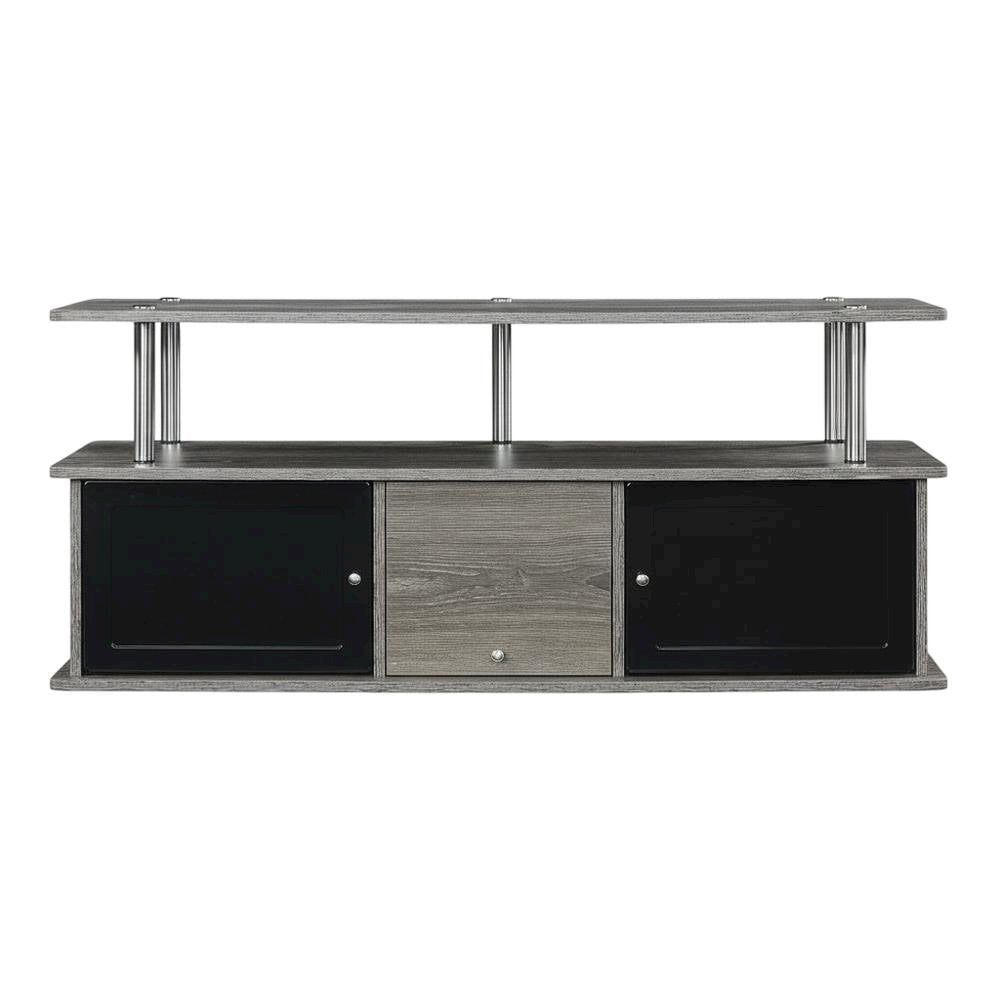 Modern Gray TV Stand with 3 Storage Cabinets and Shelf for 55-Inch TVs