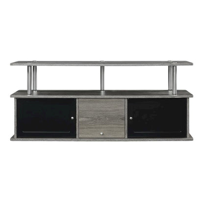 Modern Gray TV Stand with 3 Storage Cabinets and Shelf for 55-Inch TVs