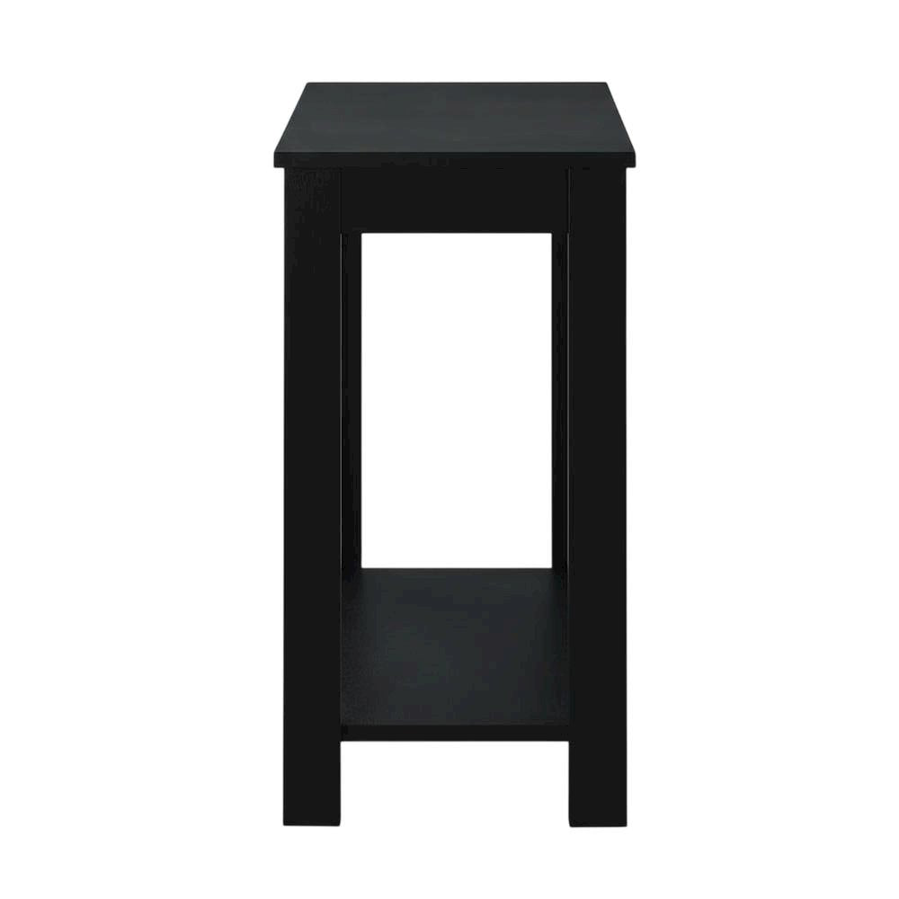 Slim Chairside Table, Black, Bottom Shelf, Quick Setup