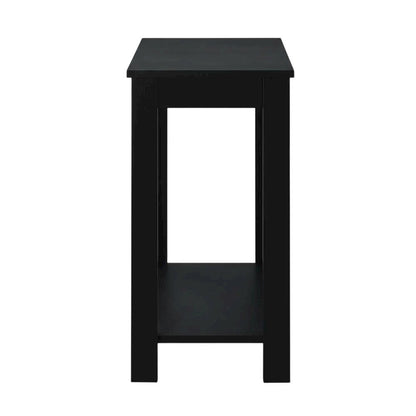 Slim Chairside Table, Black, Bottom Shelf, Quick Setup