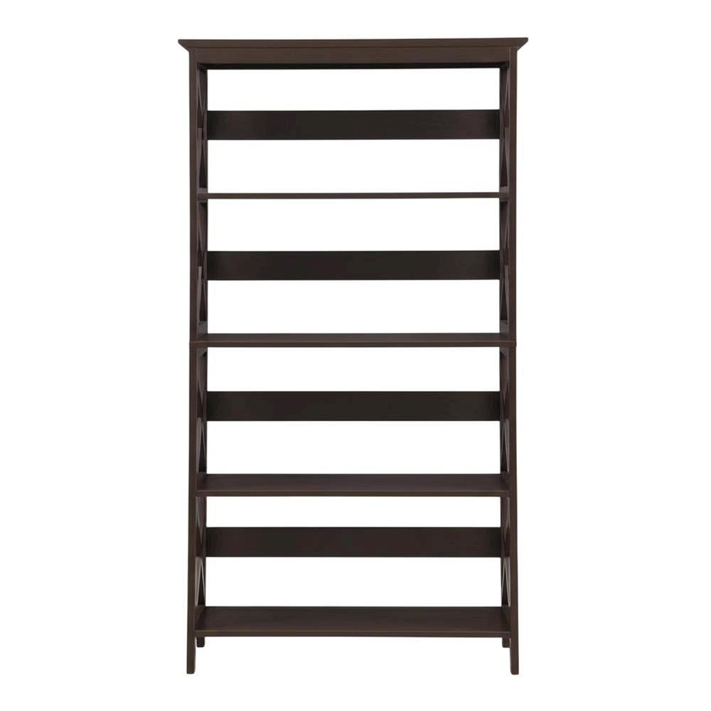 Wooden 5-Tier Bookcase with Non-Lead Base Paint Finish for Home Storage