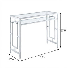 Contemporary Chrome Desk With Shelf And Clear Glass Surface