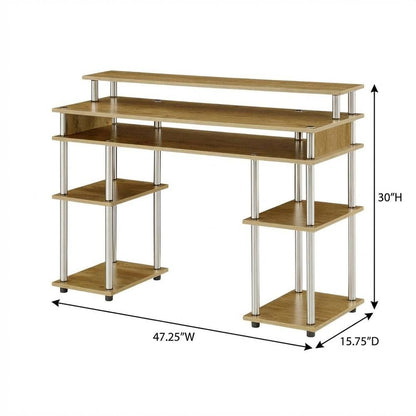 Student Desk With Shelves In Melamine Veneer And Steel Frame For Home Office
