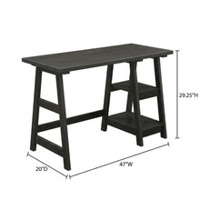 Wooden Trestle Desk With Shelves And Melamine Finish For Office Work