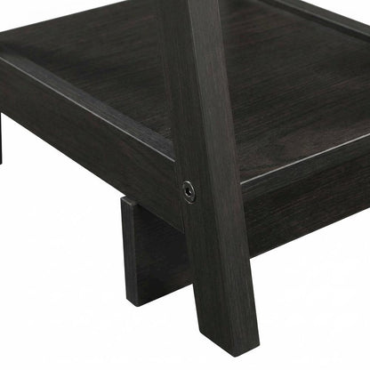 Wooden Trestle Desk With Shelves And Melamine Finish For Office Work