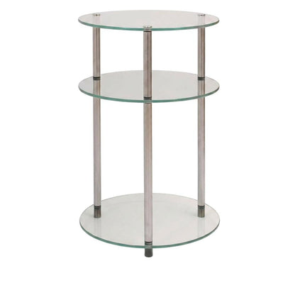 Round Glass Accent Table with 3 Tiers for Living Room and Lounge Spaces