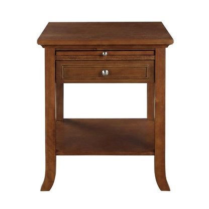 Wooden End Table with Drawer and Slide for Living Room Decor