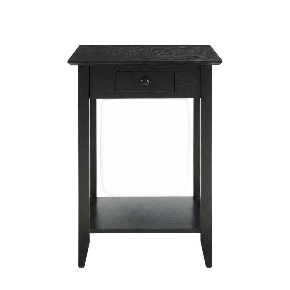 Wooden End Table with Drawer and Shelf for Living Room Use