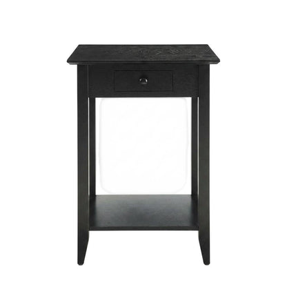 Wooden End Table with Drawer and Shelf for Living Room Use