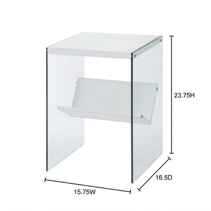 Black Wood End Table with Storage Shelf and Modern Design