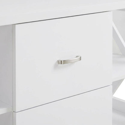 White Oxford Deluxe TV Stand, 2 Drawers, Shelves, Up to 55-Inch Screens
