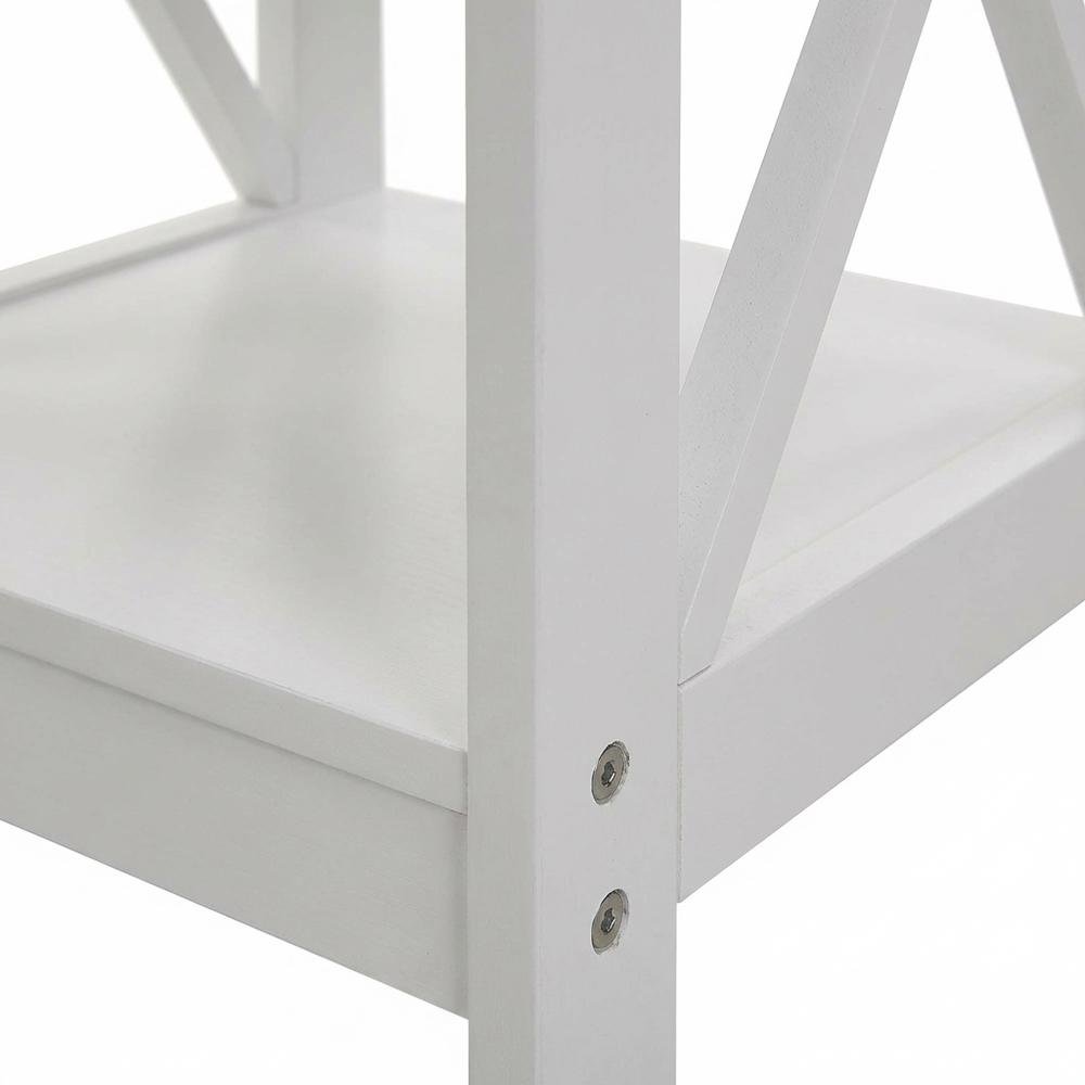 White end table with shelves, transitional coastal style, stylish and functional