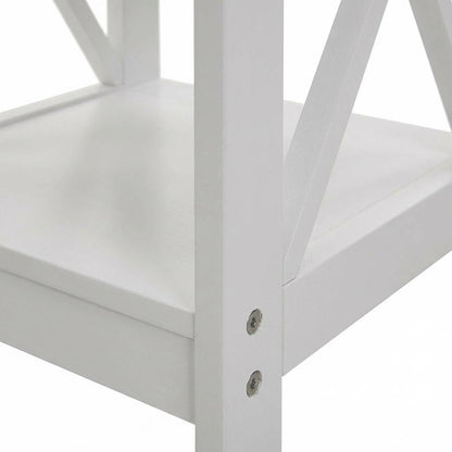 White end table with shelves, transitional coastal style, stylish and functional