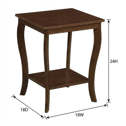 Espresso Square End Table for Living Room and Bedroom with Modern Design