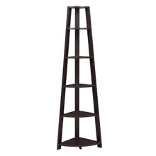 Espresso 5-Tier Corner Bookshelf - Contemporary Style, Sturdy MDF Construction
