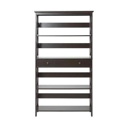 5-Tier Bookcase with Drawer in Modern Finish for Storage and Organization