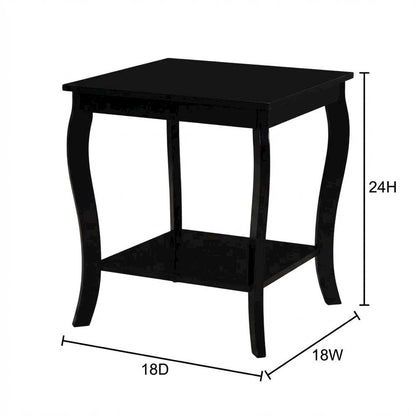 Black square end table with modern design for living room or bedroom use