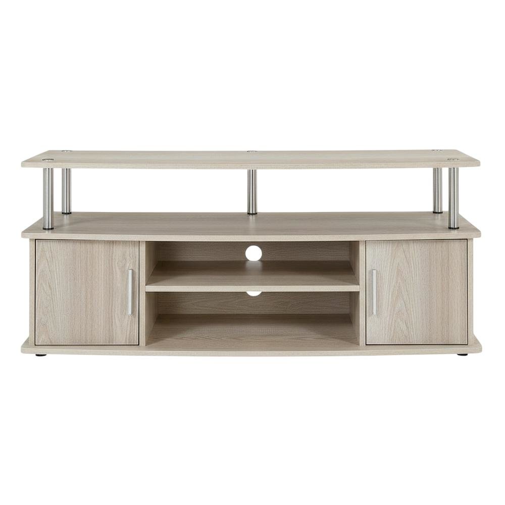 Ice White TV Stand with Cabinets and Shelves for 55-Inch TVs